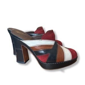 Frye Boots Multi Color leather Platform Clogs Size 8